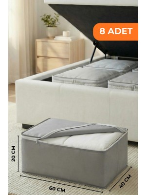 PremiumPort 8’li Antrasit Baza Altı Çekyat Hurç Organizer 60X40X22 cm