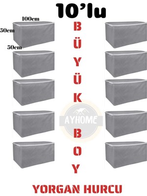 PremiumPort 10 Adet Büyük Kapitone Hurç Yorgan ve Çeyizlik Ev Ürünleri Seti