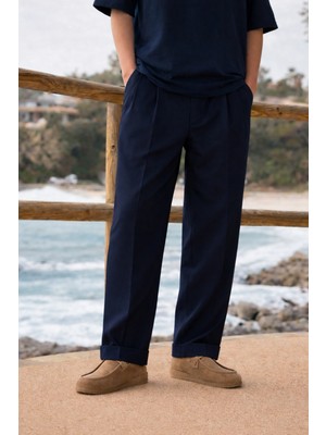 Damga Erkek Trend Basic Bol Paça Lacivert Kumaş Pantolon