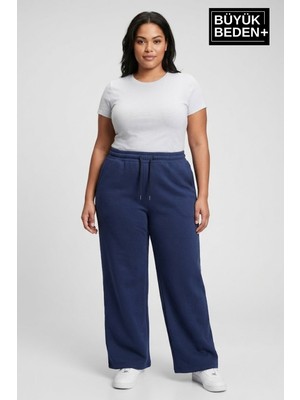 Superlife Kadın Büyük Beden Bol Paça  Yüksek Bel Lastikli Salaş Eşofman Altı SPR26BEA988