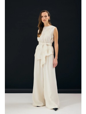 Sateen Dina Pantolon - Taş