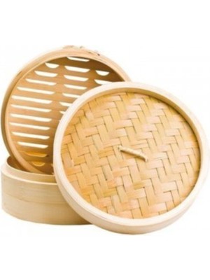 PremiumPort 18 cm Bambu Vapour Steamer, Tek Kapaklı, Sağlıklı ve Doğal Pişirme