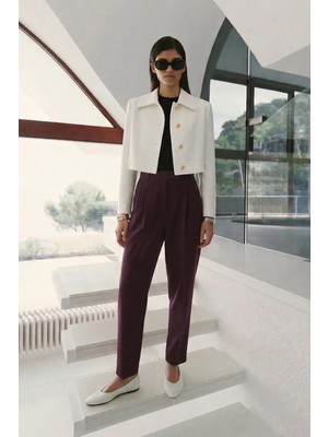 Sateen Talia Havuç Pantolon - Mürdüm