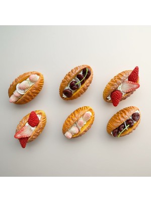 Vitrin Accessories Meyveli Mini Sandviç Magnetler Mutfak, Buzdolabı, Ofis ve Hediye Için Dekoratif Ürün 3 Adet