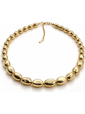 Feedback Çelik Inci Form Gold Kolye Model 3 – Parlak Boncuk Tasarım | Kararmaz &amp; Şık Günlük Kadın Kolyesi