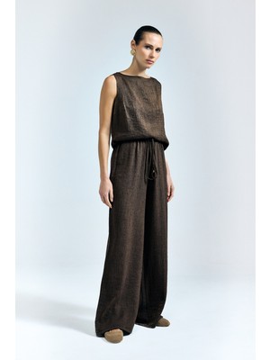 Sateen Glow Pantolon - Kahve