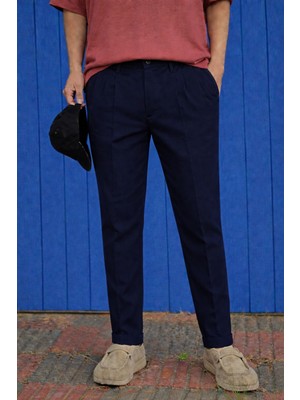 Damga Erkek Premium Bol Lacivert Italyan Kumaş Pantolon