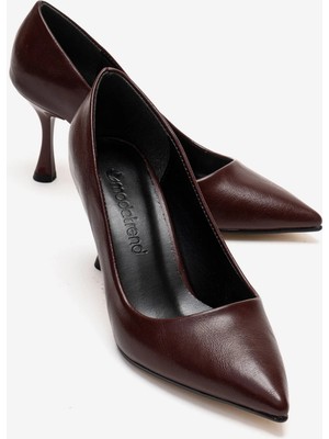 Ccway Kadın Stiletto Ayakkabı Bordo Kırışık