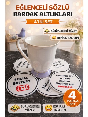 Triforge3D Eğlenceli Bardak Altlığı 4’lü Set Kaymaz Dekoratif Masa Aksesuarı