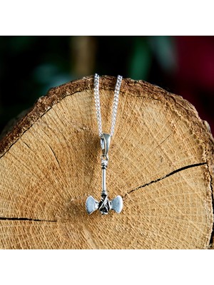 Ebrar Silver Gümüş Mini Balta Kolye 925 Ayar Gümüş Küçük Boy Balta Figürlü Unisex Kolye