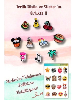 Birikiyedi Jibbitz Terlik Süsü 10'lu Set Delikli Terliklerle Uyumlu/karpuz,kiraz,cupcake