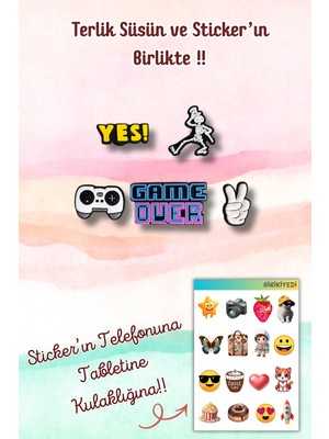 Birikiyedi Jibbitz Terlik Süsü 5'li Set Delikli Terliklerle Uyumlu/dj ,game Over,yes