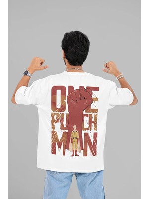 Sevbano Saitama One Punch Man Baskılı Unisex Oversize Anime Karakter Tişört