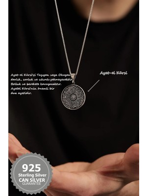 PremiumPort 925 Ayar Gümüş Erkek Kolye, Nazar Ayeti ve Ihlas Süresi Işlemeli