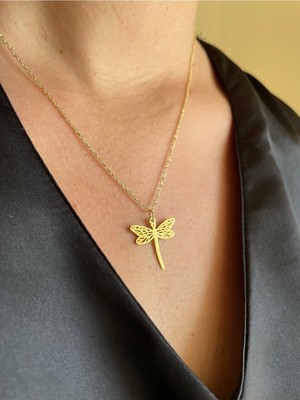 PremiumPort Altın Renk Gümüş Yusufçuk Kolye, Zarif ve Şık Tasarım