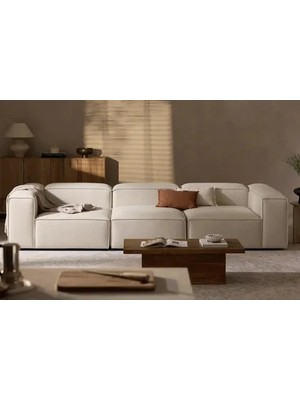 Vivense Lena Üçlü Keten Koltuk, Bej