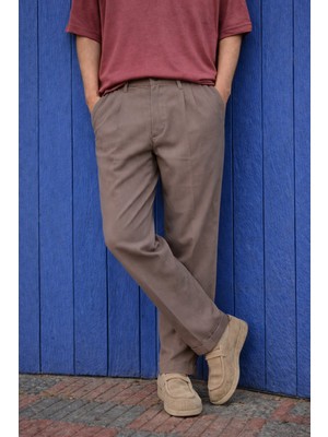 Damga Erkek Premium Bol Kahve Italyan Kumaş Pantolon