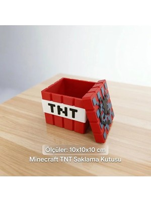 Minecraft T N T Tasarımlı Kapaklı Saklama Kutusu & Organizer ( 10X10X10 cm )