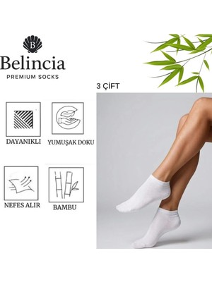 Belincia Bambu Kadın Patik Çorap/dikişsiz/koku Karşıtı 3'lü Paket