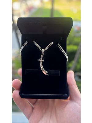 PremiumPort 925 Ayar Gümüş Erkek Kolye Zülfikar Kılıcı Tasarımı