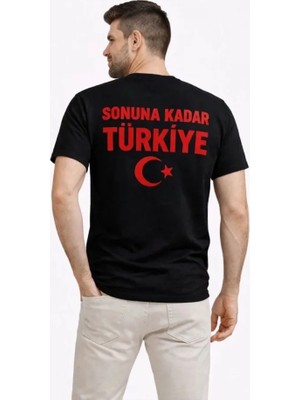 Lunelis Erkek Türkiye Ay Yıldız Baskılı Taraftar Forma T-Shirt - Siyah