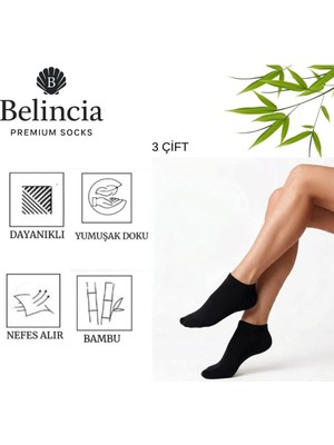 Belincia Bambu Kadın Patik Çorap/dikişsiz/koku Karşıtı 3'lü Paket