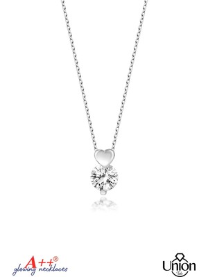 PremiumPort Kadın Kalpli Tektaş Gümüş Kolye, Şık ve Zarif Takı Hediye