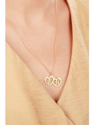 PremiumPort Iki Kalpli Harfli 925 Ayar Gümüş Kişiye Özel Kolye