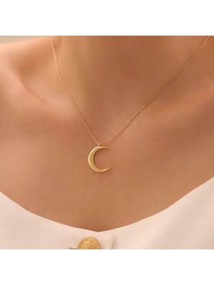 PremiumPort 925 Ayar Gümüş Hilal Ay Kolye, Zarif ve Şık Kadın Takısı
