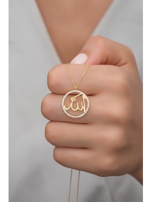 PremiumPort 925 Ayar Gümüş Gold Allah Lafzı Kolye, Zarif ve Şık Tasarım
