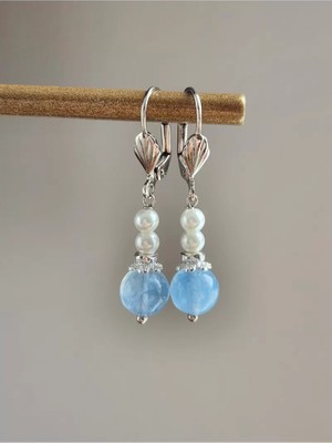 Home Akuamarin ve Mayorka İncili Gümüş Kaplama Küpe