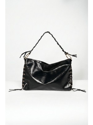 Bahels Kadın Elara Siyah Parlak El ve Omuz Çantası