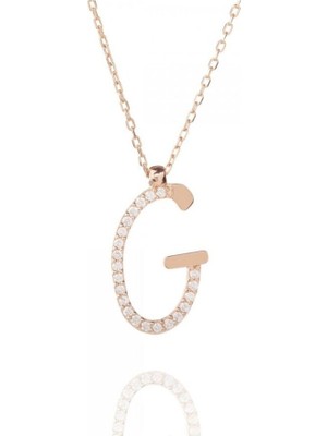 PremiumPort 925 Ayar Gümüş Rose Kaplama G Harf Kolye, Şık ve Zarif Takı