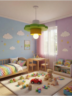 Çocuk Odası Papatya Tavan Lambası Renkli Avize