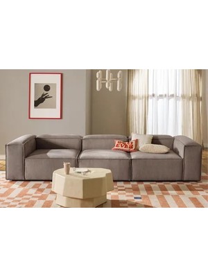 Vivense Lena Üçlü Fitilli Kadife Koltuk, Kahverengi