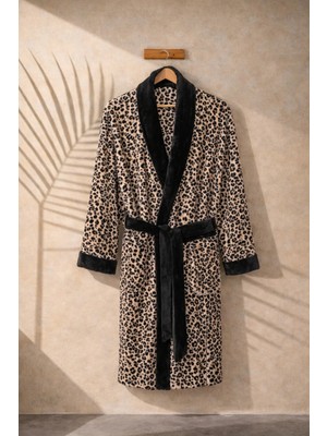 Ellia Soft Leopar Şalyaka Wellsoft Sabahlık | Bornoz