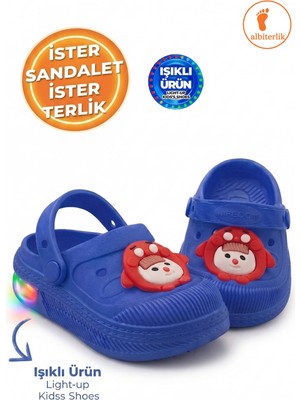 Albishoes Işıklı Çocuk Sandalet Terlik Önü Kapalı Havuz Okul Kreş Günlük Unisex Sandalet Terlik