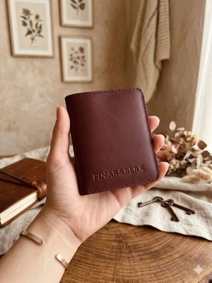 Tozren Deri Hakiki El Yapımı Isme Özel Minimalist Hediyelik Deri Cüzdan&kartlık