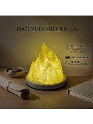 3D Crafttr Dağ Zirvesi Serisi – Şarjlı & Kablosuz Dekoratif Gece Lambası (Type-C)
