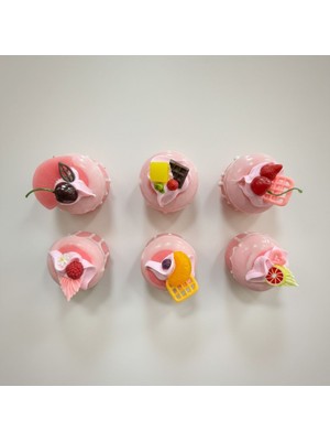 Vitrin Accessories 3D Pembe Mini Cupcake Magnet Seti Mutfak, Buzdolabı, Ofis ve Hediye Için Dekoratif Ürün 6 Adet