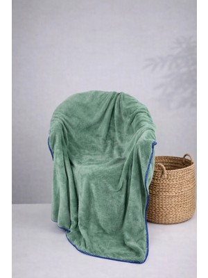 Ellia Soft Foggy Tek Kişilik Wellsoft Peluş Tv Battaniyesi Çoban Dikişli Yeşil 120X170 cm