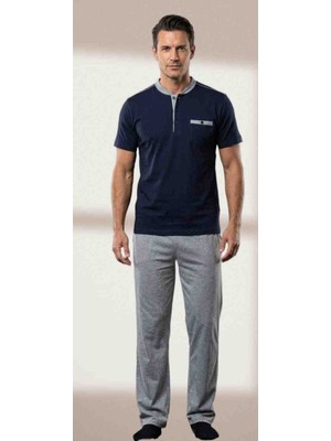 Çift Kaplan Erkek Düz Patlı Kısa Kol Pijama Takımı 8100