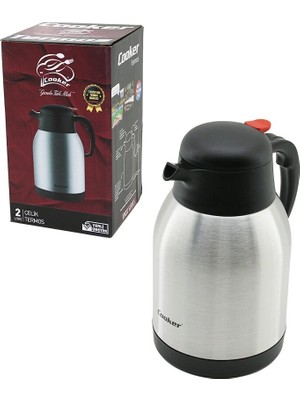 TeknoKapsül Termos 2lt 304 Çelik Termos Inox Serisi 12 Saat Sıcak 24 Saat Soğuk Çift Contalı Kapak