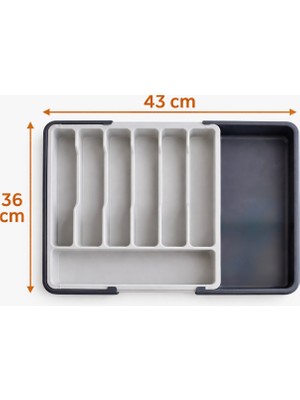 Aşkana Ayarlanabilir Sürgülü Çekmece Içi Kaşıklık 32-54 Cm,büyük Boy Bölmeli Düzenleyici Sert Plastik