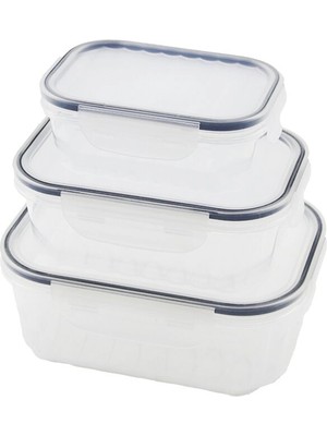 TeknoKapsül 3pcs Sızdırmaz Saklama Kabı Seti Şeffaf Kap Buğulu Contalı Kapak 500 1000 1700ML