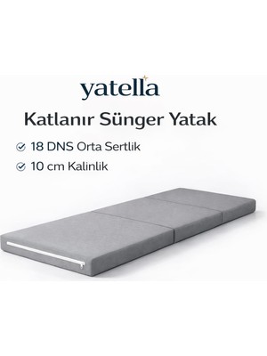 Yatella Katlanır Micro Cotton Sünger Yer Yatağı ve Minderi 10 cm 18 Dns Orta Sertlik Sünger