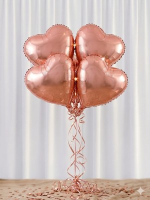 Çavuş E-Ticaret Rosegold Kalp Folyo Balon 4 Adet Parti Set