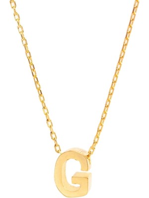 PremiumPort Şık Sarı 925 Ayar Gümüş G Harf Kadın Kolye