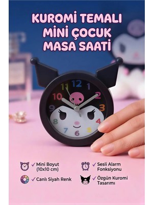 KaktüsKedi Sevimli Kuromi Figürlü Dekoratif Mini Çocuk Odası Masa Saati - Çalar Saat