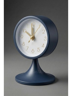 KaktüsKedi Dekoratif Modern Ayaklı Metal Masa Saati - Retro Tasarım Yuvarlak Çalar Saat